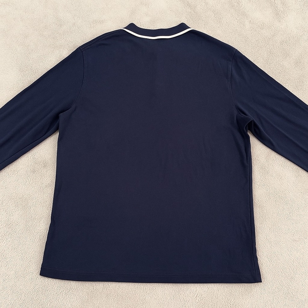 Michael Kors Men’s Navy Long Sleeve Polo Shirt – Classic MK Logo Cotton Top - Picture 7 of 7
